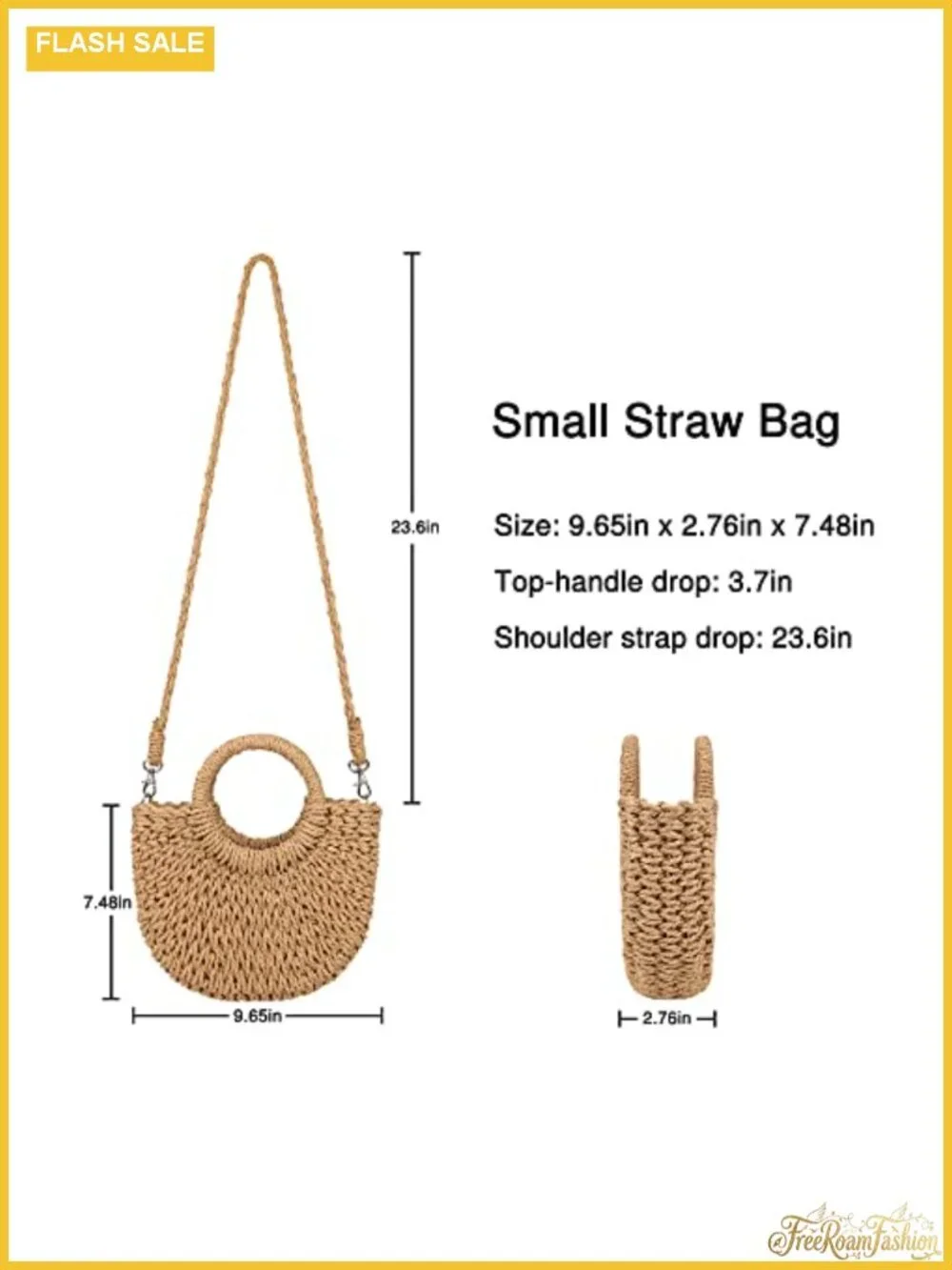 Woven Straw Beach Bag Crossbody Shoulder Handbag Summer Satchel